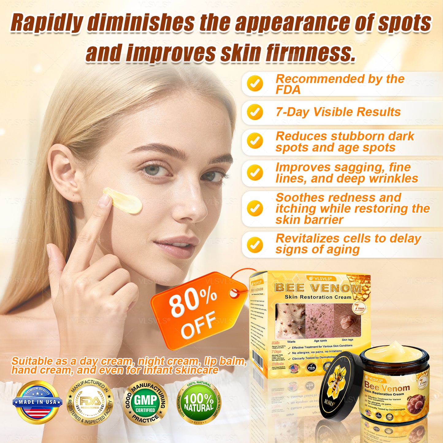 💐🌟💐Made and Shipped from USA ✨ VLSVLS® Bee Venom Skin Restoration Cream 🔥 LAST DAY 80% OFF